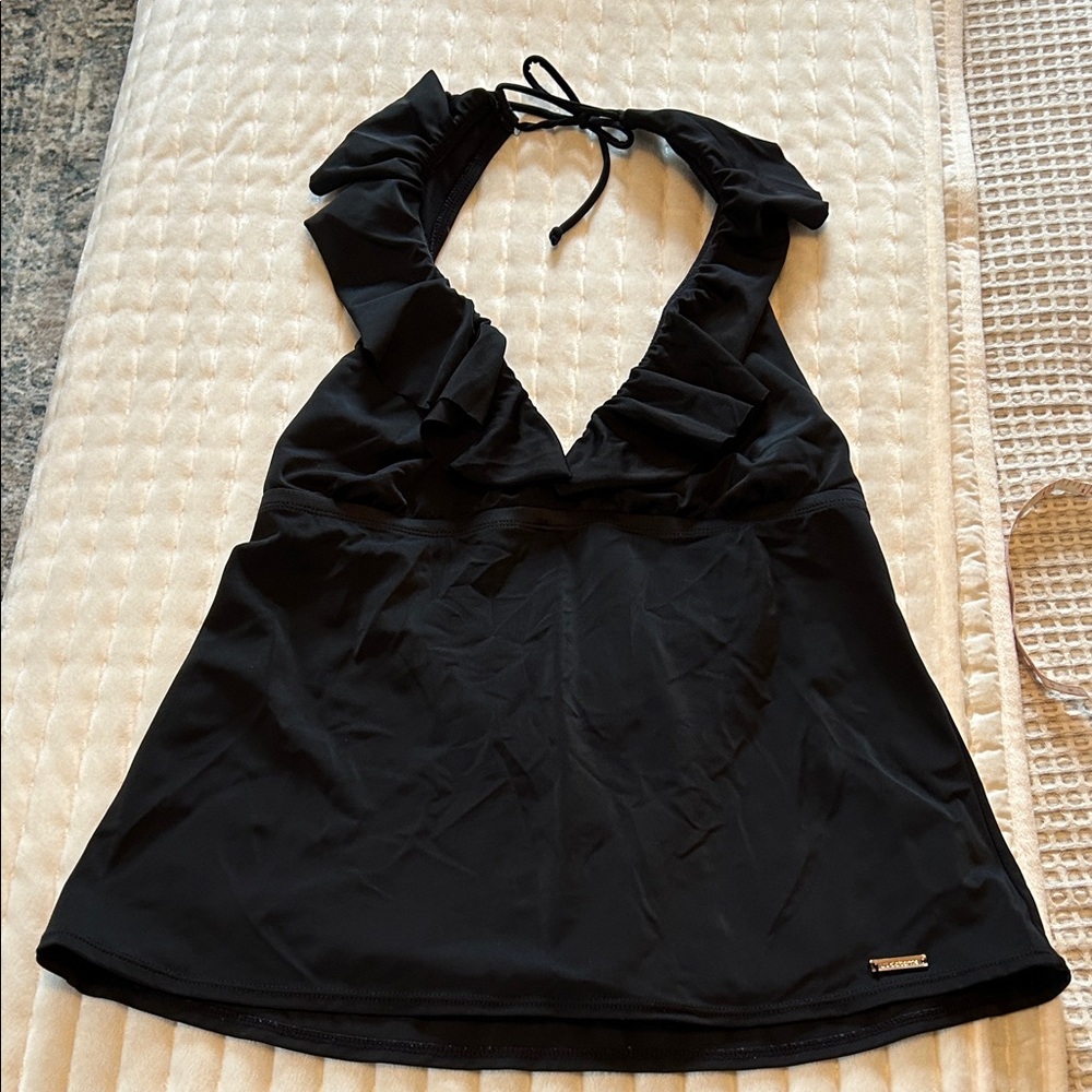 Liz Claiborne Black Tankini top with Logo Detail